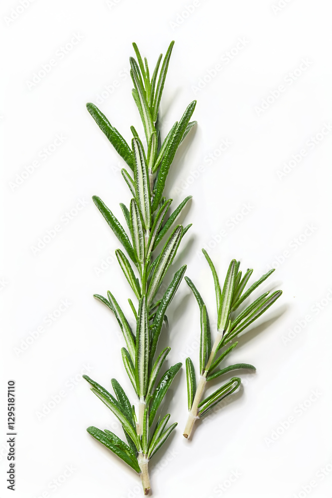 Fototapeta premium fresh green rosemary isolated on white background, top view