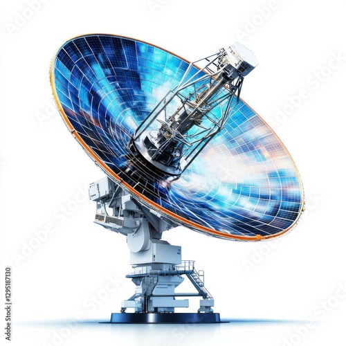 Obraz na płótnie High-resolution image of an advanced phased-array satellite dish against a white backdrop, perfect for e-commerce, catalogs, and promotional content, used in military and aerospace applications w salonie