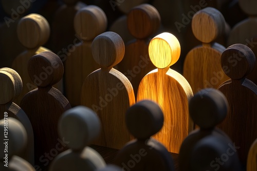 Recruitment and Teamwork in a Minimalistic Style. How Wooden Figures Depict Human Resources and the Best Candidate Selection Process.
