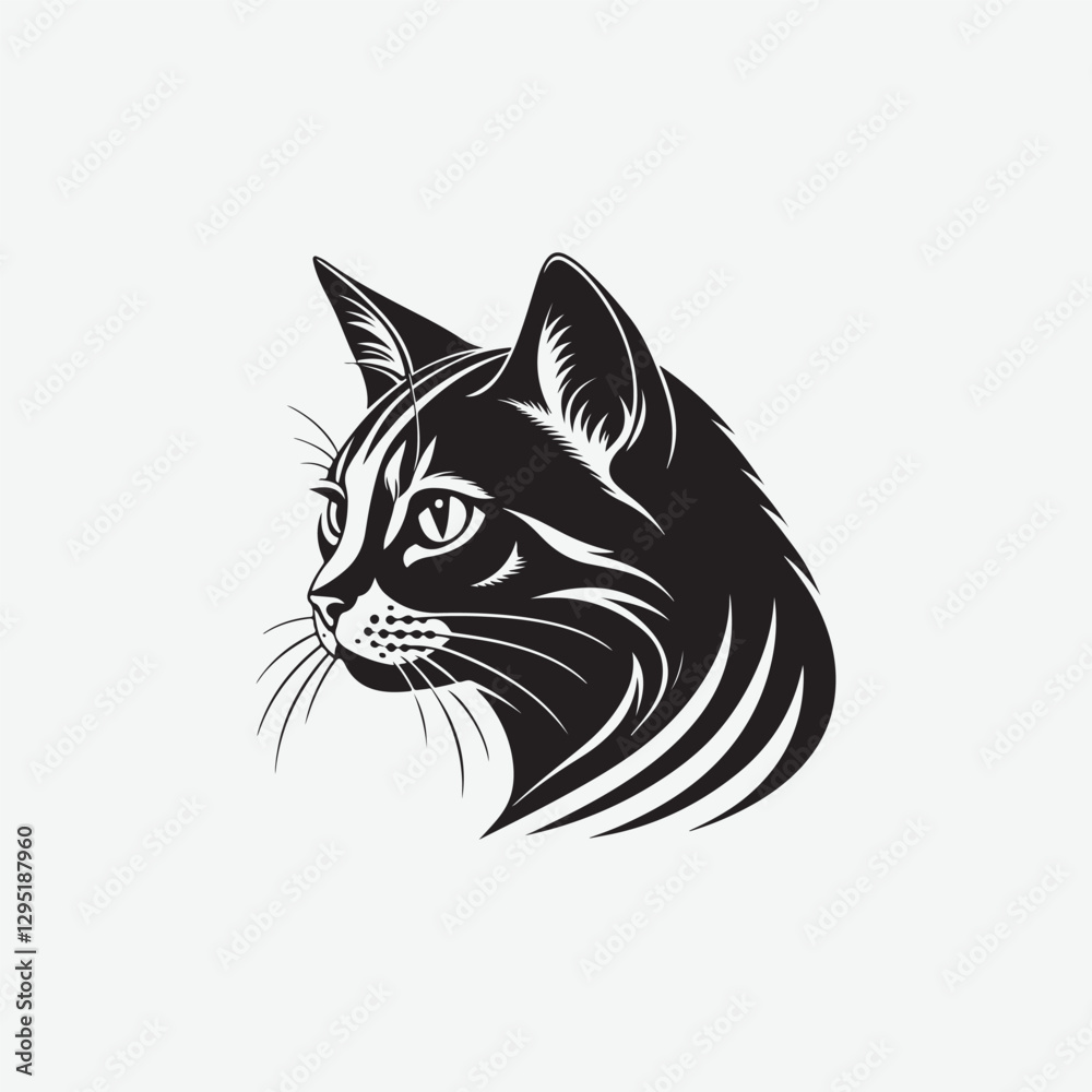 Fototapeta premium Explore a stunning collection of cat face vector designs perfect for logos, illustrations, and more. Download high-quality, customizable vectors for your creative projects.