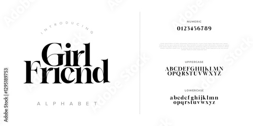 Girlfriend typography beauty fashion elegant minimalist serif italic fonts decorative wedding vintage retro logos. Minimal luxury font alphabet logo. Vector illustration