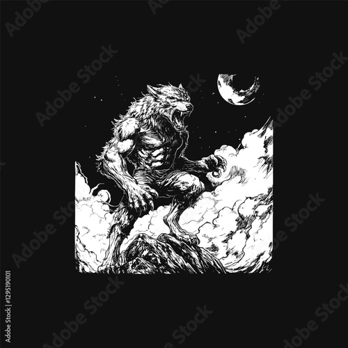 Fearsome werewolf design vector template illustration