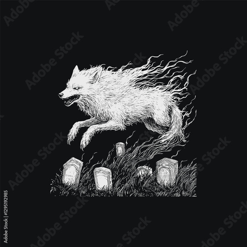 ghostly wolf design vector template illustration