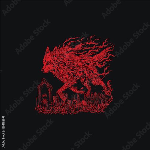 ghostly wolf design vector template illustration