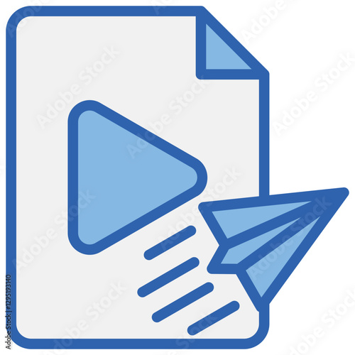 Content Delivery Blue White Icon
