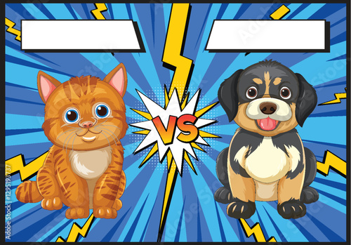 Cat and Dog Showdown Illustration