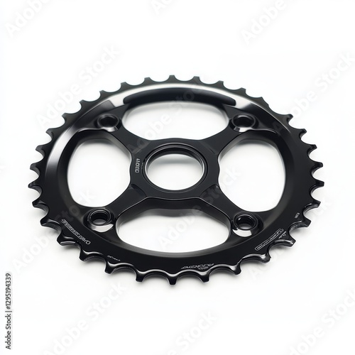 Black Bicycle Crankset Isolated on White Background photo