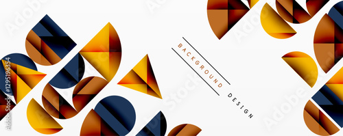 Abstract geometric pattern with intersecting circles and triangles in gradients. The high-contrast composition creates depth and a dynamic, modern aesthetic