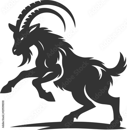 Goat bracing itself, preparing to attack animal vector silhouette