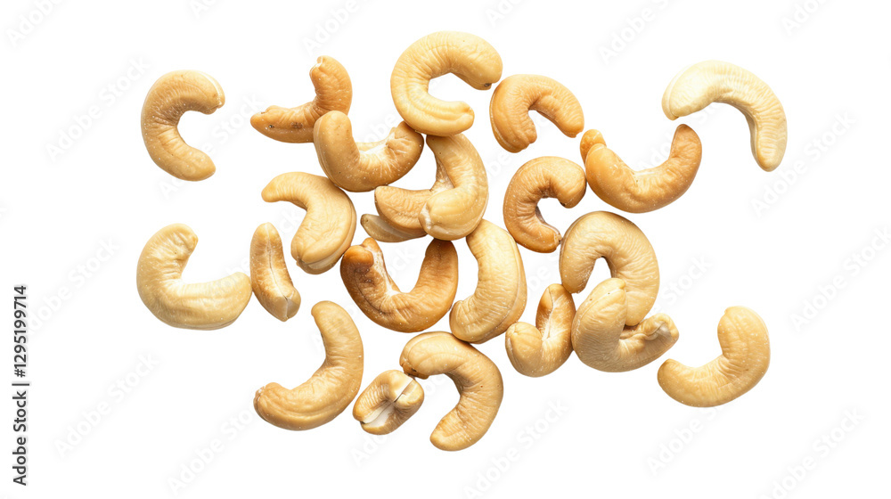 Obraz premium Cashew nuts falling on transparent background