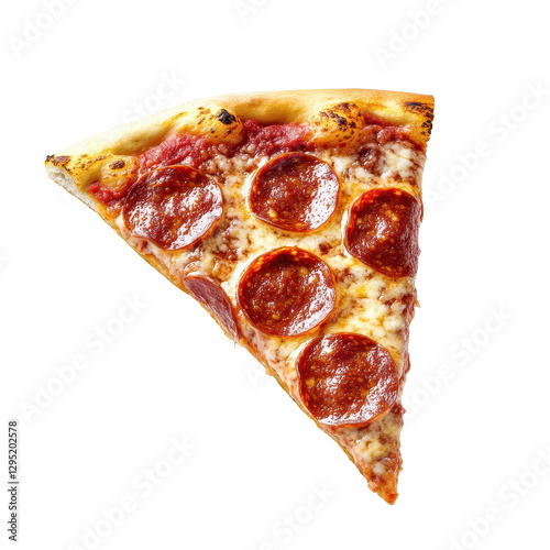 Delicious pepperoni pizza slice with melted cheese and crispy crust. transparent background