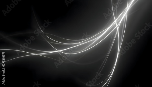 Elegant silver streaks dance across a dark canvas, a mesmerizing ballet of light and shadow in a minimalist abstract design.