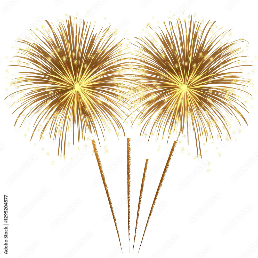 Obraz premium Golden fireworks shining brightly, symbolizing celebration and joy. transparent background