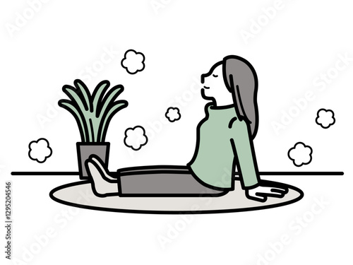 床暖房が心地よいイメージの女性のイラスト