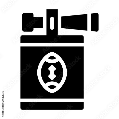 American Football Air Horn. This is a vector single icon with a solid style. Suitable for any purpose, such as website design, mobile app design, logo design, pattern design, etc.