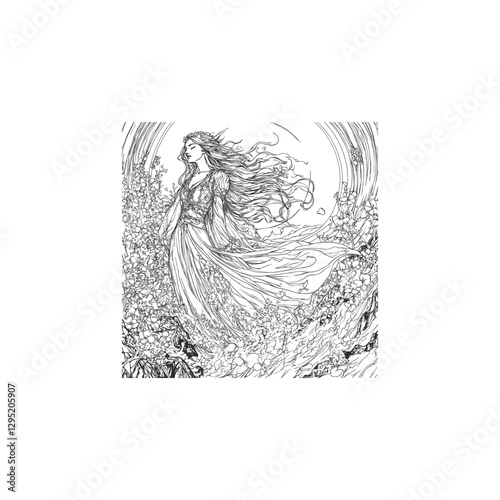 goddess rises from the ocean design vector template illustration