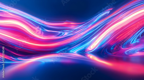 of neon light reflections forming dynamic wave patterns 