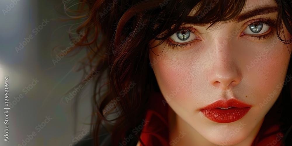 Fototapeta premium woman with red lips