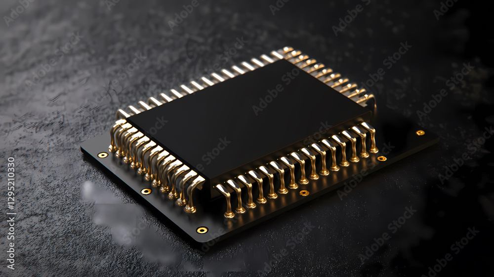 Black Rectangular Chip with Gold Contacts Black Rectangular Chip with Gold Contacts