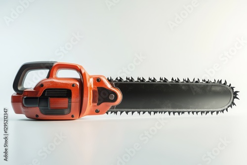 Orange Chainsaw, Studio Shot, White Background, Ready to Cut photo