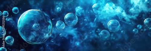 Wallpaper Mural Glowing gas bubbles rise through deep blue waters creating mesmerizing underwater visuals at twilight. Generative AI Torontodigital.ca