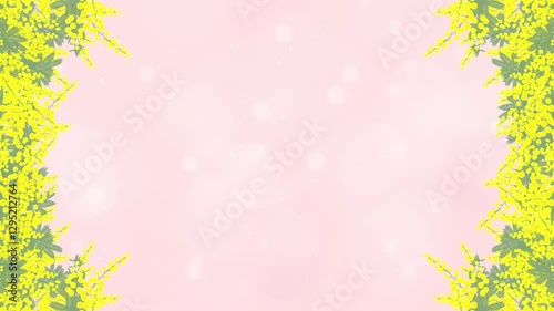 ミモザ　フレームサイド　背景ピンク