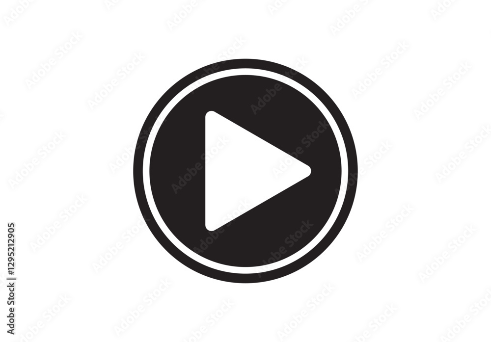 Play button icon vector illustration on white background Play button icon vector illustration on white background
