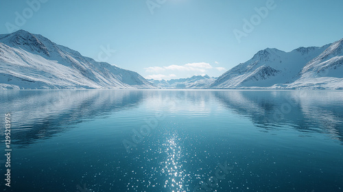 Wallpaper Mural The Arctic tundra's untouched splendor unfolds as a crystal-clear lake merges with the frozen expanse a breathtaking symphony of ice and water in a secluded haven where nature's purity meets modern wo Torontodigital.ca