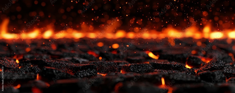 Dramatic Volcanic Rock and Fire Surface Abstract Composition with Intense Glowing Light Effects Dramatic Volcanic Rock and Fire Surface Abstract Composition with Intense Glowing Light Effects