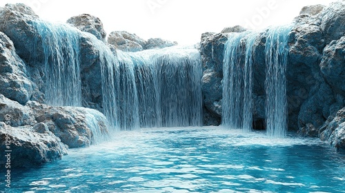 Mountain Waterfall Cascade in Pool