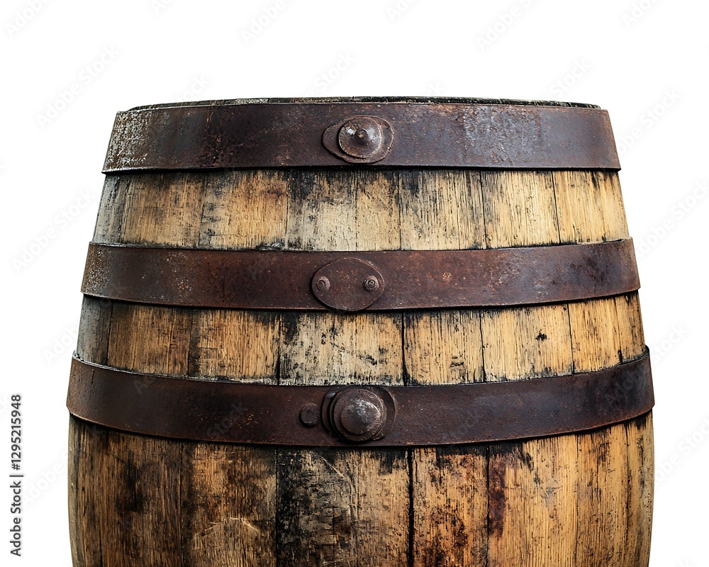 Fototapeta premium Rustic wooden barrel, isolated
