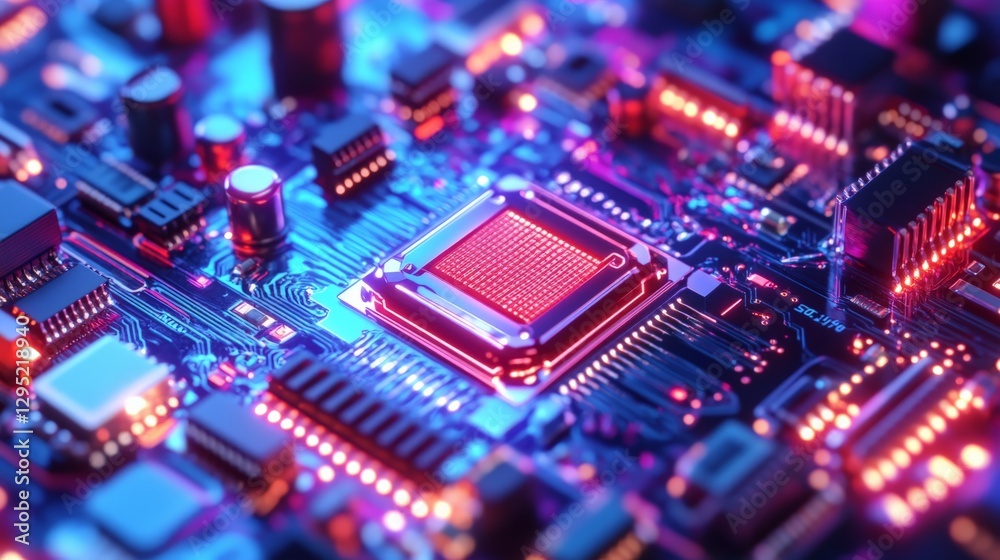 Advanced nanotechnology creating microscopic circuits, highly detailed close-up, innovation in modern electronics manufacturing Advanced nanotechnology creating microscopic circuits, highly detailed close-up, innovation in modern electronics manufacturing