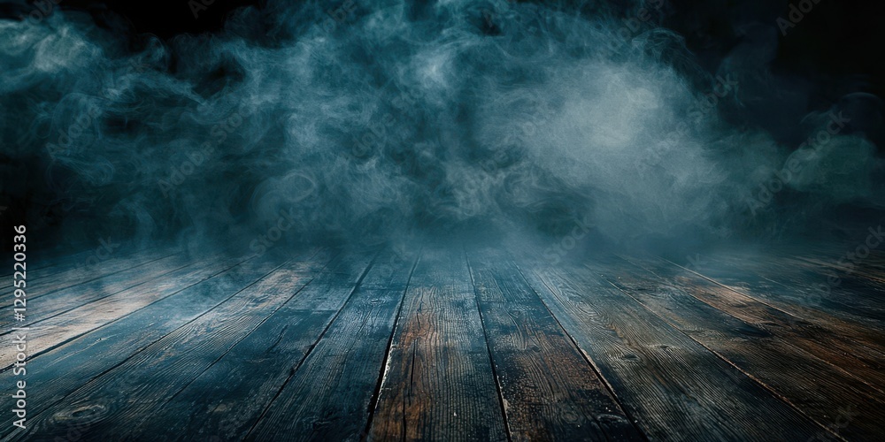 Dark room with smoke and a wooden floor Dark room with smoke and a wooden floor