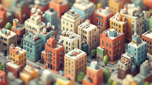 Isometric Cityscape Low Poly Building Illustration