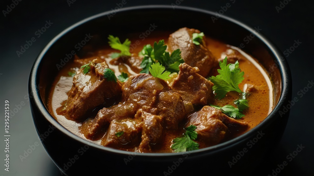 Spicy Lamb Curry in Bowl, Close-up Food Photography Spicy Lamb Curry in Bowl, Close-up Food Photography