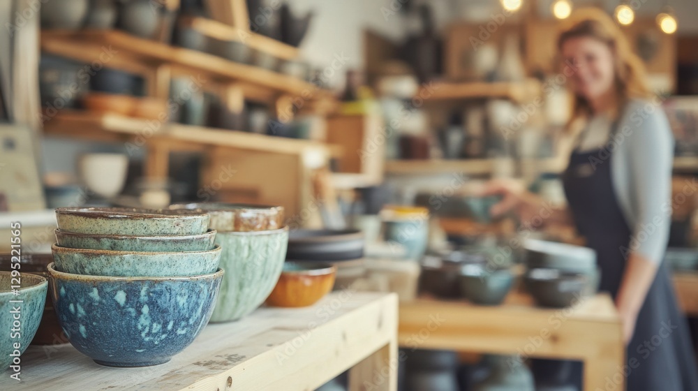 Fototapeta premium Handmade Ceramics in Cozy Workshop Setting
