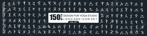 Abstract people logo design. sports, Gym ,fitness, running trainer icon set vector illustration