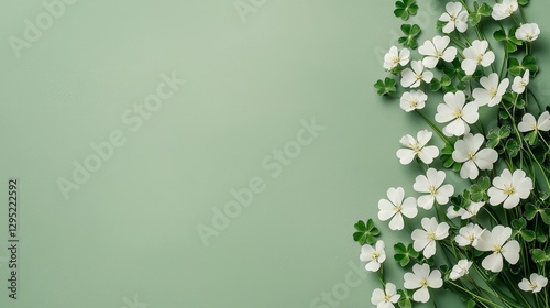 Seamless celebration of saint patrick's festival in ireland march blooms with green clover and white flowers