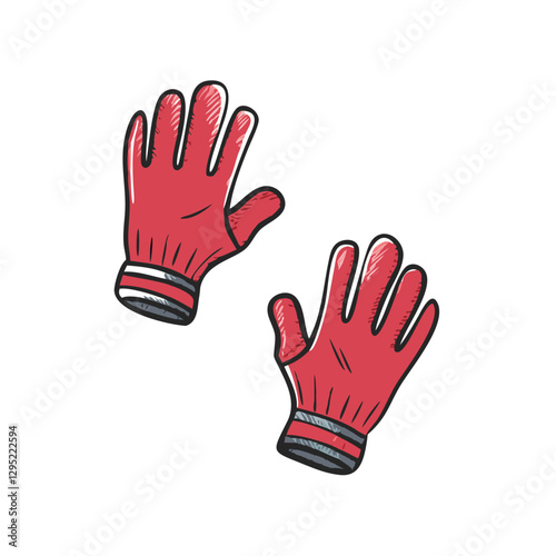 Soft tactile gloves, red, sensory therapy tool for hand stimulation