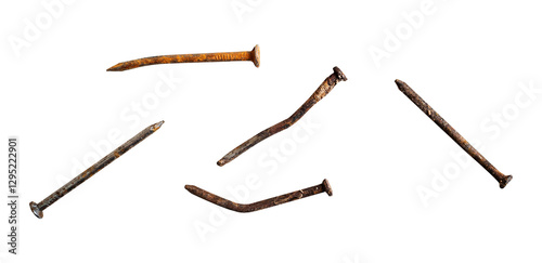 rusty old nails isolated on white