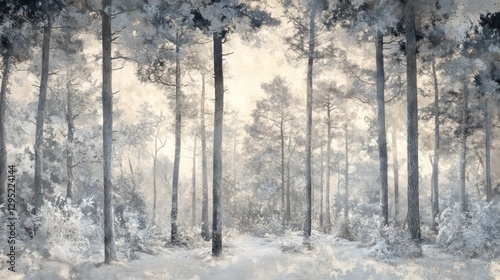 Wallpaper Mural Serene winter forest path, sunrise mist, snowy trees, tranquil nature scene, ideal for home decor Torontodigital.ca