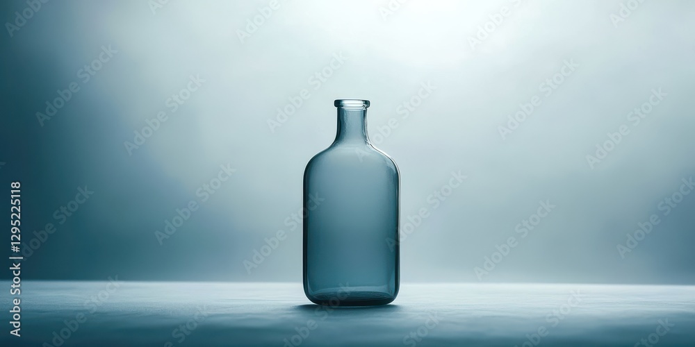 Glass bottle is sitting on a table Glass bottle is sitting on a table