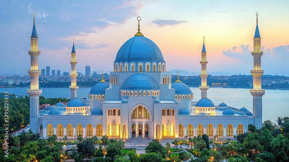 Obraz premium Stunning Mosque at Sunset over City