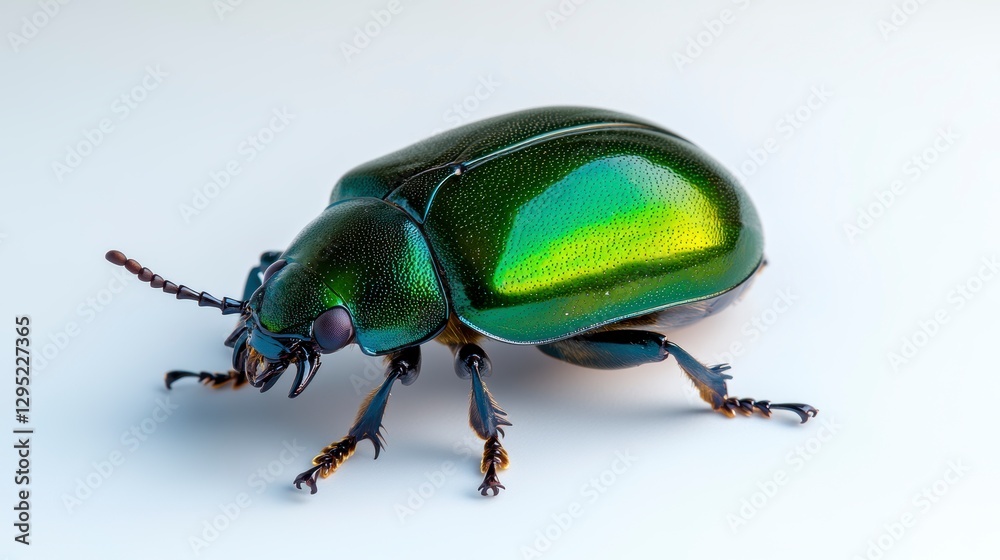 Naklejka premium Close-up of a vibrant green beetle showcasing intricate details and iridescent colors