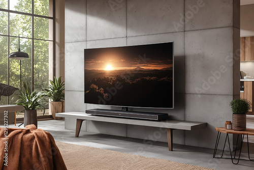 Modern Living Room with Stunning Landscape TV Display