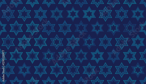 Star of David seamless blue vector background. Stylish vector repeating pattern with a Six-pointed star.