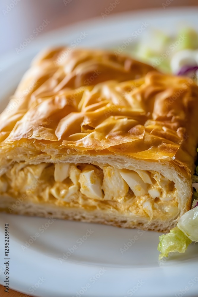 Delicious Egg Salad Pastry Baked Puff Pastry with Side Salad