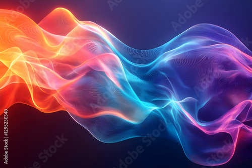 Abstract 3D Render of Flowing, Luminous Waves in Vibrant Hues, Creating a Dynamic and Evocative Digital Art Background