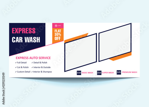 Car Wash Facebook Cover & Banner Template | Customizable Social Media Design