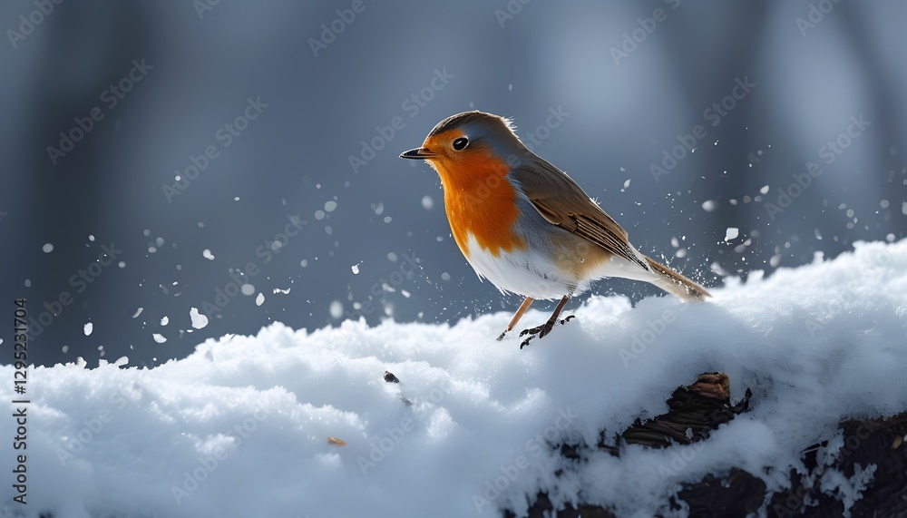 Snowy landscape action of a robin bird winter forest wildlife photography serene environment close-up view nature beauty Snowy landscape action of a robin bird winter forest wildlife photography serene environment close-up view nature beauty